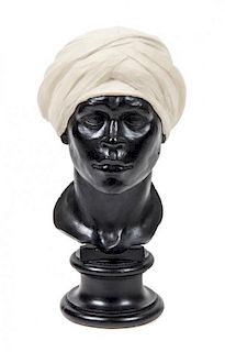 An Ebonized Marble Resin Bust Height 20 inches.