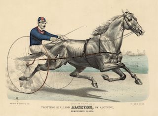 Trotting Stallion Alcryon, by Alcyone - Original Medium Folio Currier and Ives lithograph