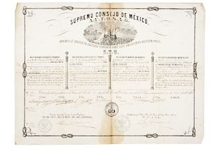 Real Logia Cosmopolita. Certificado para Ignacio Lerma como Maestro Masón.  1882. Firmas.