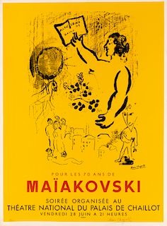 [MAYAKOVSKY] MARC CHAGALL (RUSSIAN-FRENCH 1887-1985), POUR LES 70 ANS DE MAIAKOVSKY, [1963]