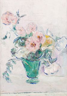 A DOUBLE-SIDED STILL LIFE WITH FLOWERS BY VLADIMIR DE TERLIKOWSKI (POLISH-FRENCH 1873-1951)