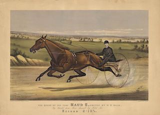 The Queen of the Turf Maud S, Driven by W. W. Bair - Original Large Folio Currier & Ives lithograph
