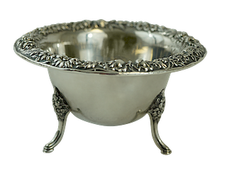 Sterling Repousse Footed Serving Bowl 