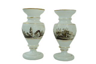   Enamel Decorated Bristol Vases