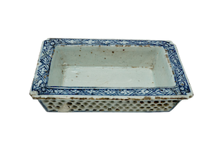 Chinese Export Canton   White Porcelain Basket
