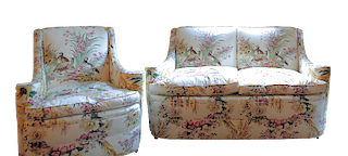  Piece Bergere Suite Upholstered Settee  Armchair