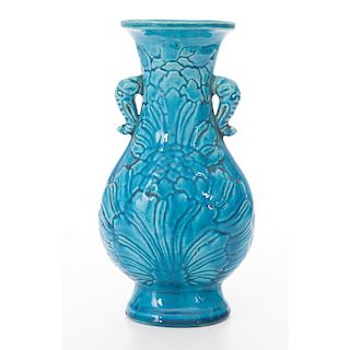 Qing Dynasty Carved Peony Vase 