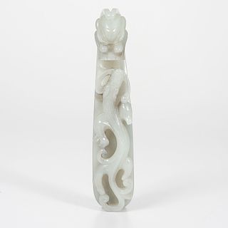 Chinese Carved Gray Jade Buckle 