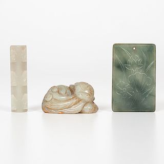 Chinese Figural and Floral Jade Carvings