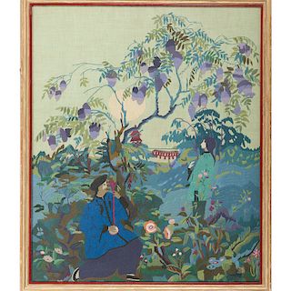 Chinese Embroidery with Landscape and Figures