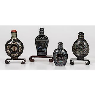 Mother-of-Pearl and Lacquer Snuff Bottles