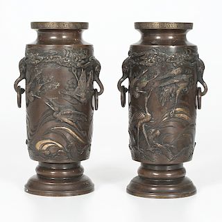Japanese Meiji Bronze Vases