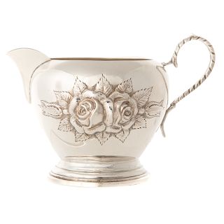 Stieff Rose repousse sterling cream pitcher