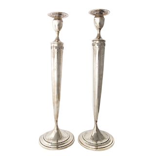 Pair Neoclassical style sterling candlesticks