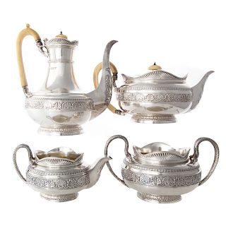 Edward VII silver 4-piece coffee & tea service
