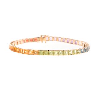 A Ladies Rainbow Gemstone Bracelet in 14K