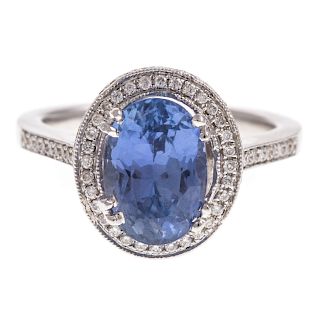 A 3.65ct Unheated Sapphire & Diamond Ring in 18K