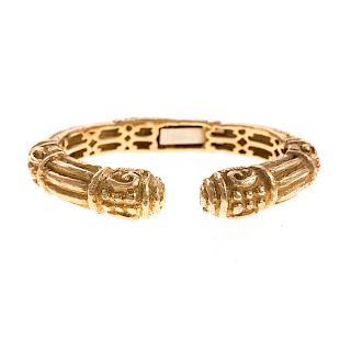 A Ladies Engraved Bangle by Katy Briscoe in 18K