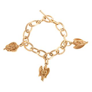 A Ladies Open Link Bracelet with 3 Angel Charms