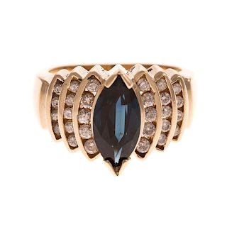 A Ladies Custom Tourmaline & Diamond Ring in 14K