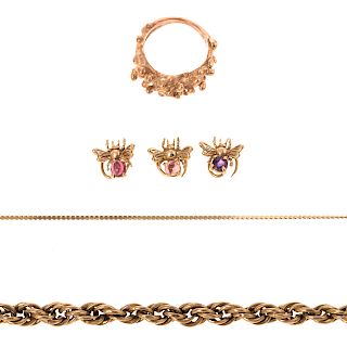 A Collection of Ladies Gold Jewelry