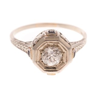 A Ladies Vintage Diamond Engagement Ring in 18K