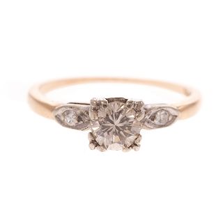 A Ladies Vintage Diamond Engagement Ring in 14K