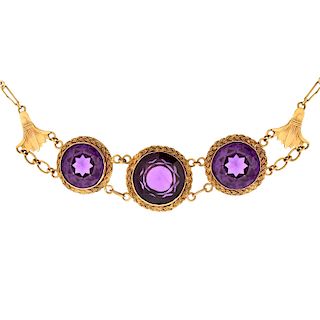 Antique Amethyst and 18K Gold Necklace
