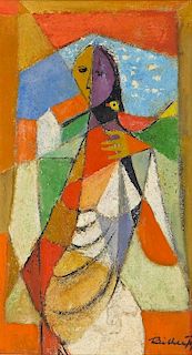 Frantisek Reichental Cubist Painting of a Woman
