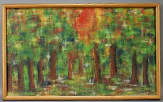 Elaine Freitas Modernist Abstract Forest Painting
