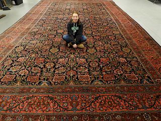 Antique Persian Bidjar Palace Size Room Carpet Rug