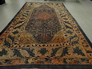 C.1890 Antique Persian Bidjar Wool Carpet Rug
