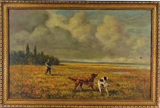 Gregory Hollyer Hunting Dogs Landscape Painting