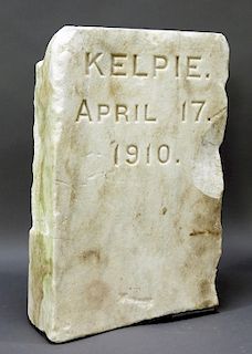 1910 White Marble Pet Dog Kelpie Gravestone