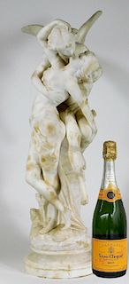 19C. Italian Marble Sculpture of Cupid & Psyche