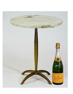 C.1975 Hollywood Regency Brass & Marble Side Table