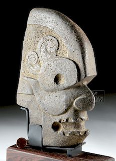Very Fine Maya Stone Hacha - Human Skull