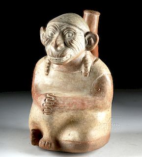 Moche Pottery Transformational Figure Stirrup Vessel