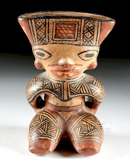 Costa Rican Polychrome Pottery Figural Whistle - Venus