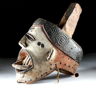 Mid-20th C. Nigerian Igbo Painted Wood Maiden Mask