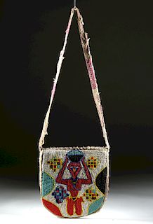 20th C. Yoruban Beaded Textile Bag