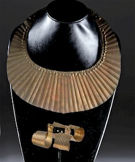 Early 20th C. Nias Islands Brass Necklace & Earrings