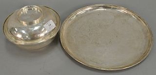 Two piece lot to include Mergulhao Titulo Portugues silver cover bowl marked Mergulhao Titulo on cover and base ht. 4 1/4 in., dia. ...