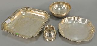 Four piece silver lot to include small Portuguese cup marked Titulo, Mexican silver bowl. ht. 1 1/2 in. to 3 1/4 in., 42.5 t oz.  ...
