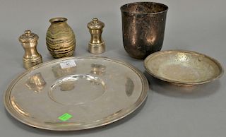 Lot of silver and silver plate. vase: ht. 4 1/4 in. 
Provenance: Estate of Kenneth Jay Lane