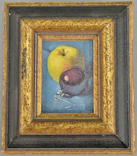 Edward Fitzgerald (20th Century), oil on board, Bagatelle still life Christmas bulb and apple, initialed lower right, Far Gallery la...