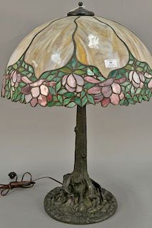 Reproduction leaded table lamp. ht. 30 in., dia. 22 in.