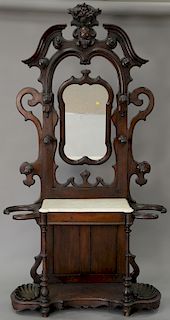 Victorian hall rack (cracked marble). ht. 94 in., wd. 50 in.