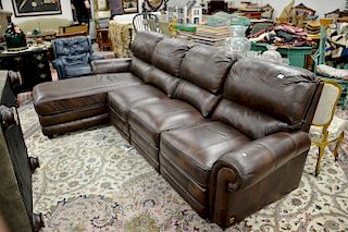 Four part leather sofa with lounge. total lg. 114 in.