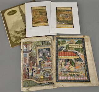 Group of four Orientalist paintings with original receipt from Kashmir Souvenirs from around 1970's or 1980's total $925. 6 3/4' x 4...